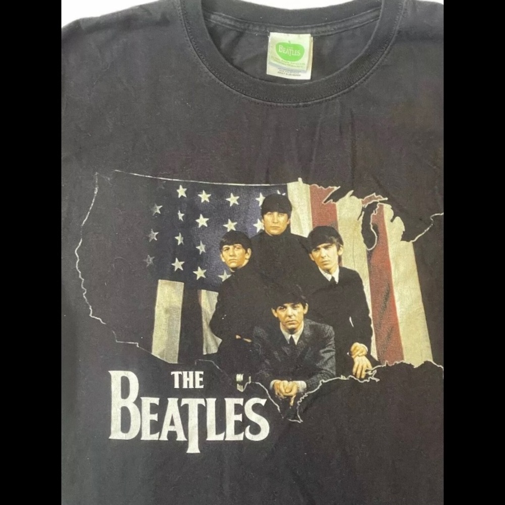 The Beatles Men's Black The First U.S Visit T Shirt Sz Medium Double Sided